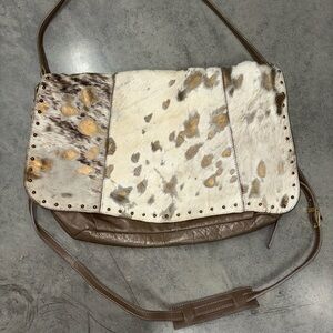 Pulicati cowhide leather large crossbody bag